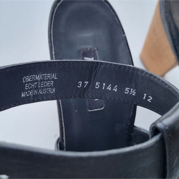 PAUL GREEN Heels Sandal Madonna Black Leather Ankle Buckle Strap Peep Toe 5.5 8 - Picture 8 of 8